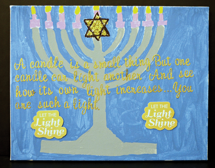 Seventh-grader Eli Maker designed and painted this ‘Let the Light Shine’ hanukkiah.