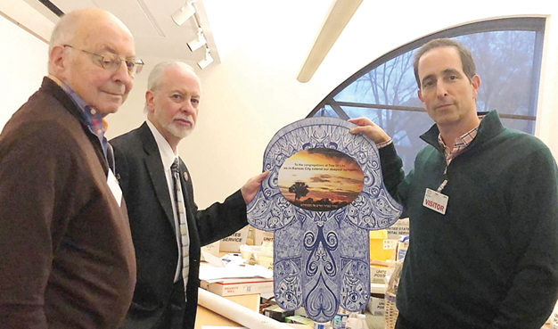 Ed Porter (from left), Rabbi Hazzan Jeffrey Myers and David Porter at Tree of Life * Or L’Simcha Congregation in Pittsburgh.
