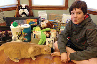 HBHA fifth-grader Isaac Decker collected pet supplies from his classmates in lieu of birthday presents. Isaac donated the supplies to Wayside Waifs.
